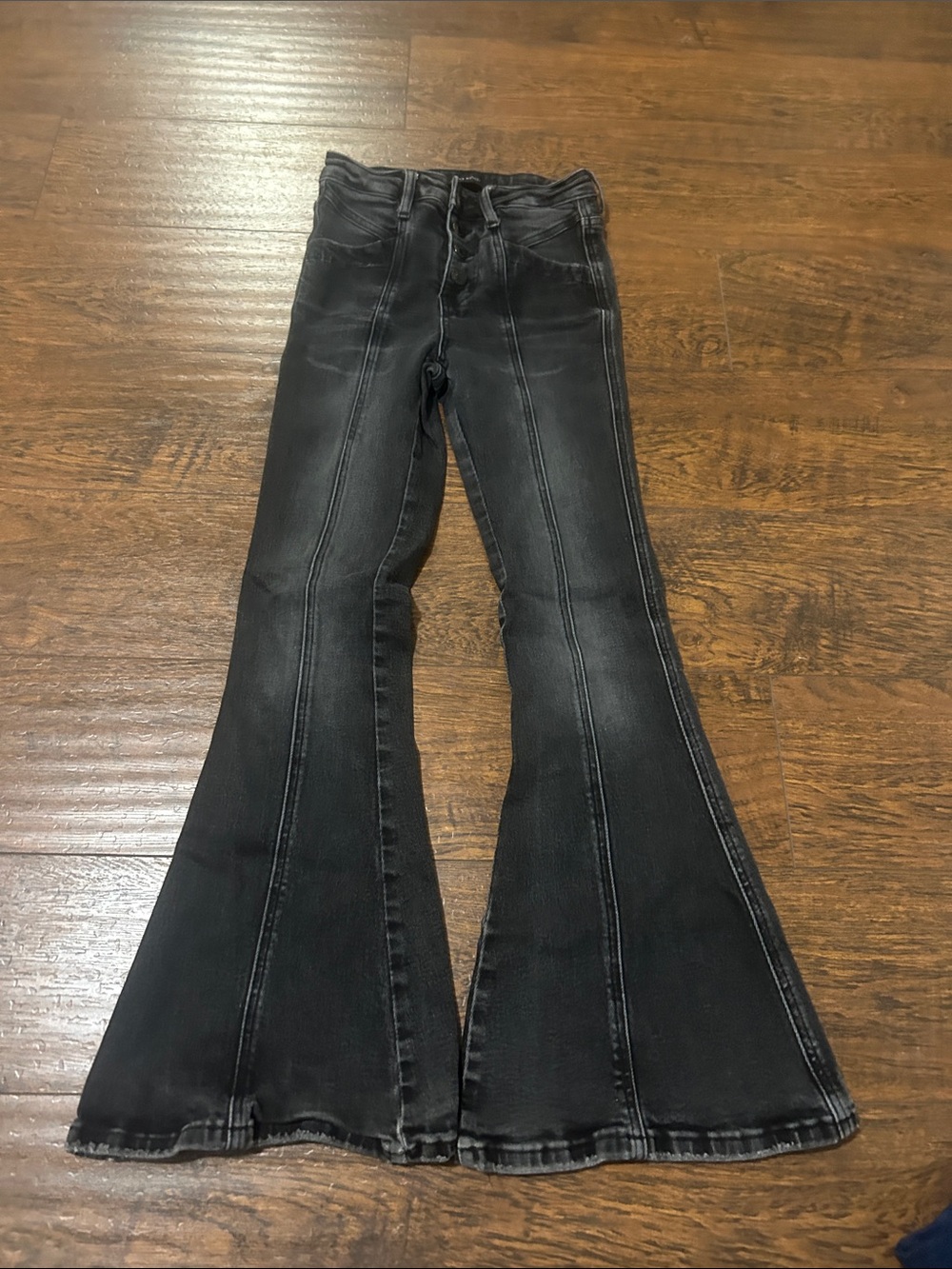 Flying Monkey Washed Black High-Rise Flare Jeans